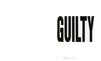 Das Wort GUILTY in fetten, schwarzen Großbuchstaben auf der rechten Seite eines weißen Hintergrunds.