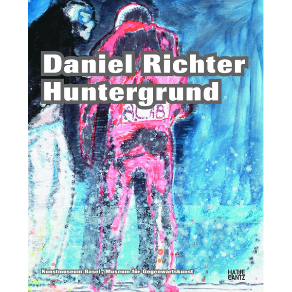 Das Cover des Buches Daniel Richter Hintergrund zeigt ein expressives Gemälde einer Figur in Rosa und Schwarz vor einem blauen Hintergrund.