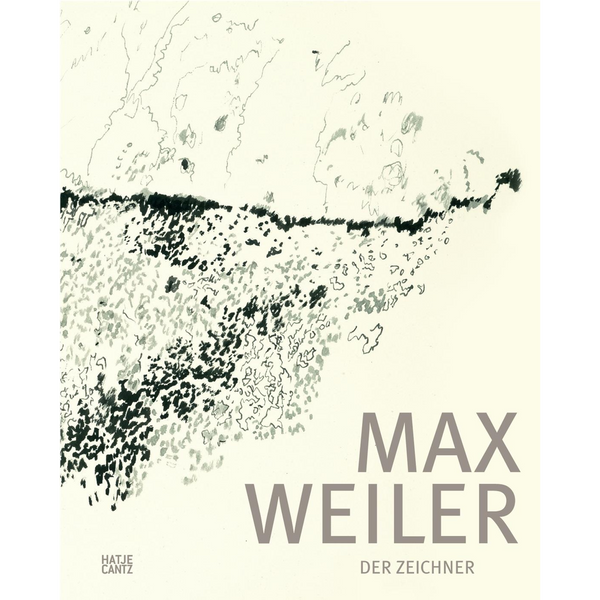 Das Buchcover von Max Weiler, Der Zeichner, zeigt eine abstrakte Zeichnung mit schwarzen und grauen Linien und Kritzeleien auf einem cremefarbenen Hintergrund.