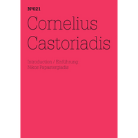 Das Buchcover von N°021, Cornelius Castoriadis, mit schwarzem Text auf einem leuchtend pinken Hintergrund.