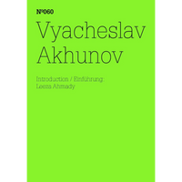 Ein Buchcover mit leuchtend neongrünem Hintergrund und dünner schwarzer Schrift. Der Text lautet: Nº060, Vyacheslav Akhunov, Introduction / Einführung: Leeza Ahmady.