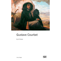 Das Buchcover zu Gustave Courbet von Ulf Küster zeigt ein Selbstporträt des Künstlers mit Hut und seinem schwarzen Hund in einer Landschaft.