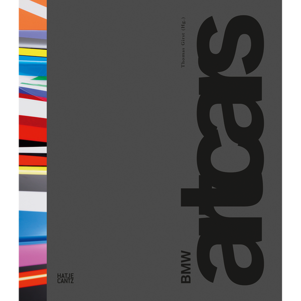 Dunkelgraues Buchcover mit einem bunten, abstrakten Streifen an der linken Seite und dem vertikalen Titel artcars in großer schwarzer Schrift.