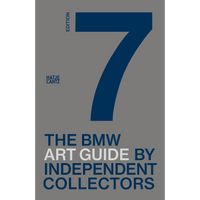 Das graue Cover des Buches The BMW Art Guide by Independent Collectors, Edition 7, mit einer großen, dunkelblauen Sieben als zentrales Designelement.